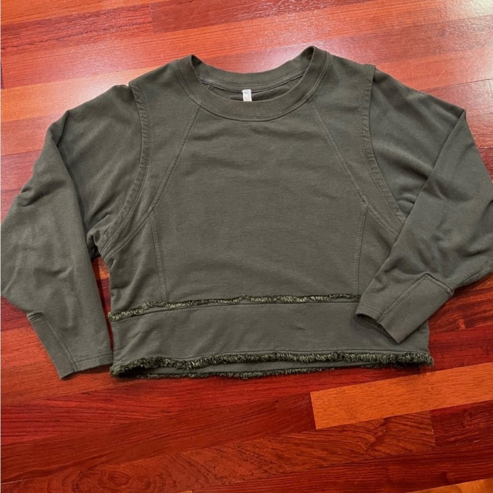 Free People Movement Where The Wind Blows Green Cropped Sweatshirt Small